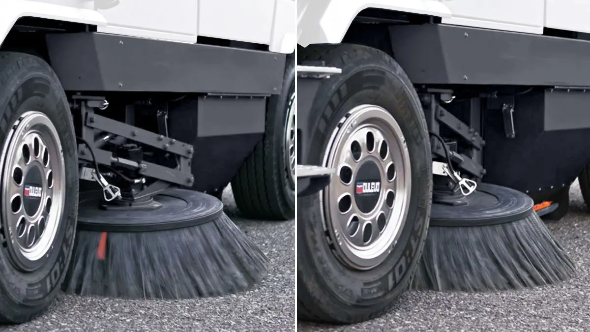 路面清掃車D6の拡張可能のサイドブラシ