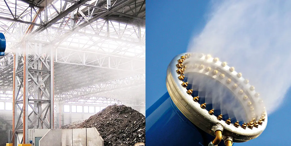 マーテックのミストファンは産廃工場の粉塵抑制に大活躍します。